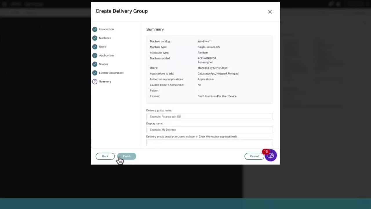 Setting up Citrix DaaS – Step 4: Setting Up a Delivery Group